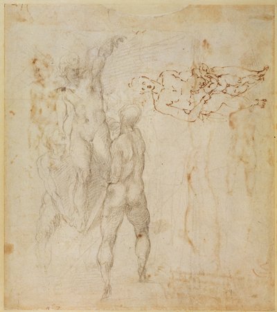 Male Group and Seated Figure with Child by Michelangelo Buonarroti